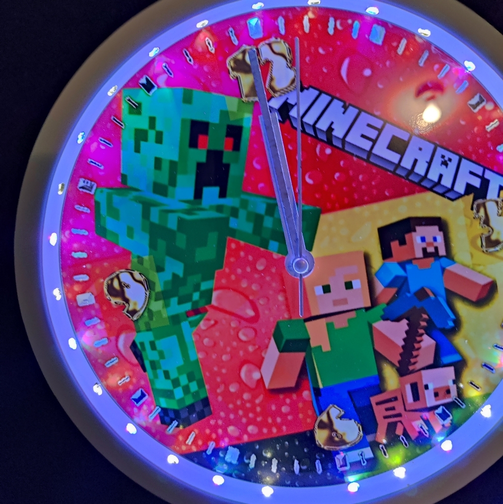 Mine craft clock with led light and free personalization